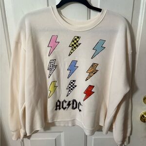 AC/DC Women's Sweater with Multicolor Lightning Bolts